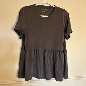 Women’s American Eagle Super Soft Flowy Babydoll Gray Short Sleeve Shirt